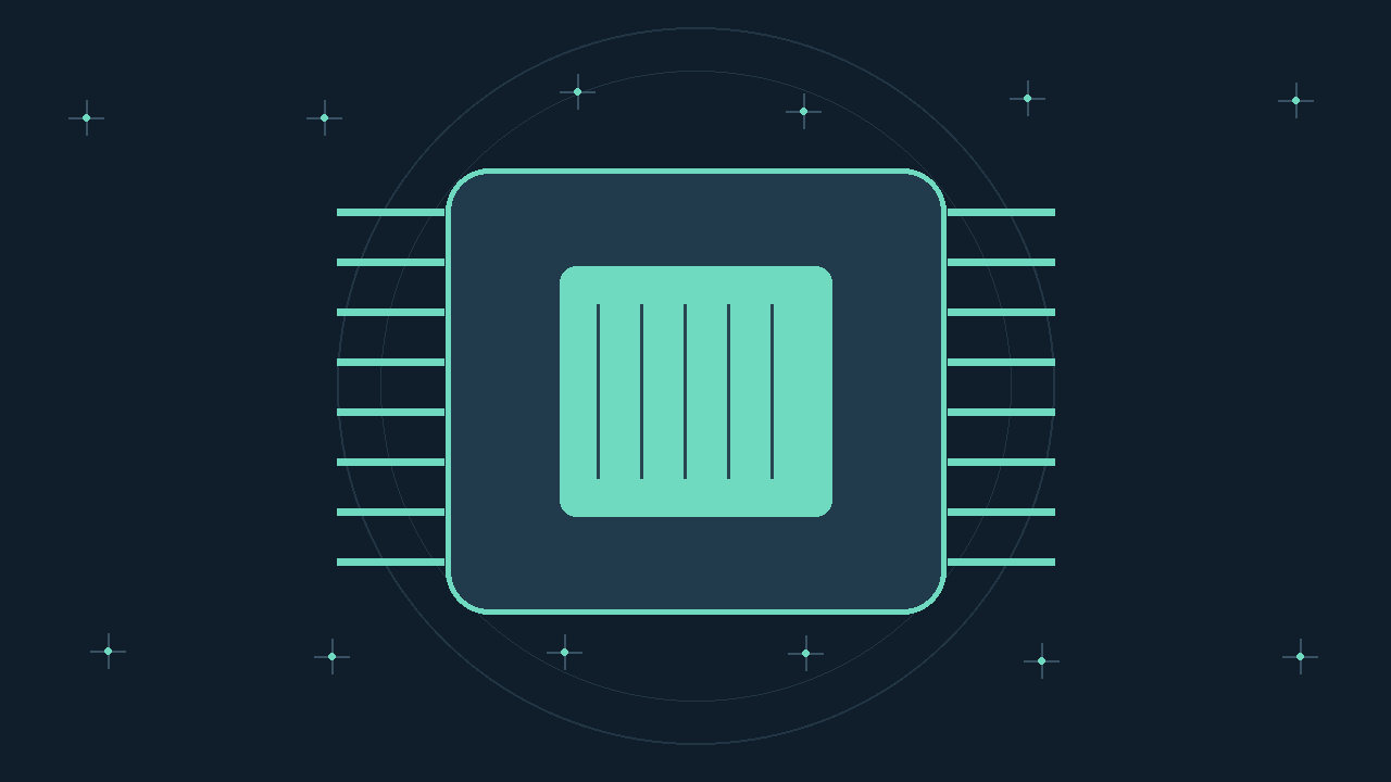 Illustration générée : puce et circuits.